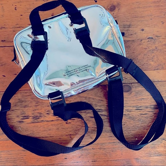 Adidas Originals Women’s MIni AIrliner Backpack Bag Silver Metallic - Picture 7 of 13